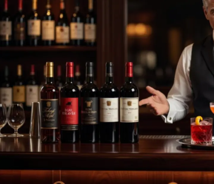 Sommelier által válogatott borok és kézműves koktélok elegáns bárpulton